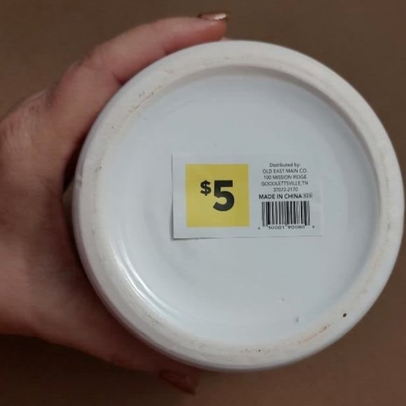 Old East Main Co. Faux Imitation Fake Succulent Plant & Ceramic Vase Gray White - Picture 9 of 9